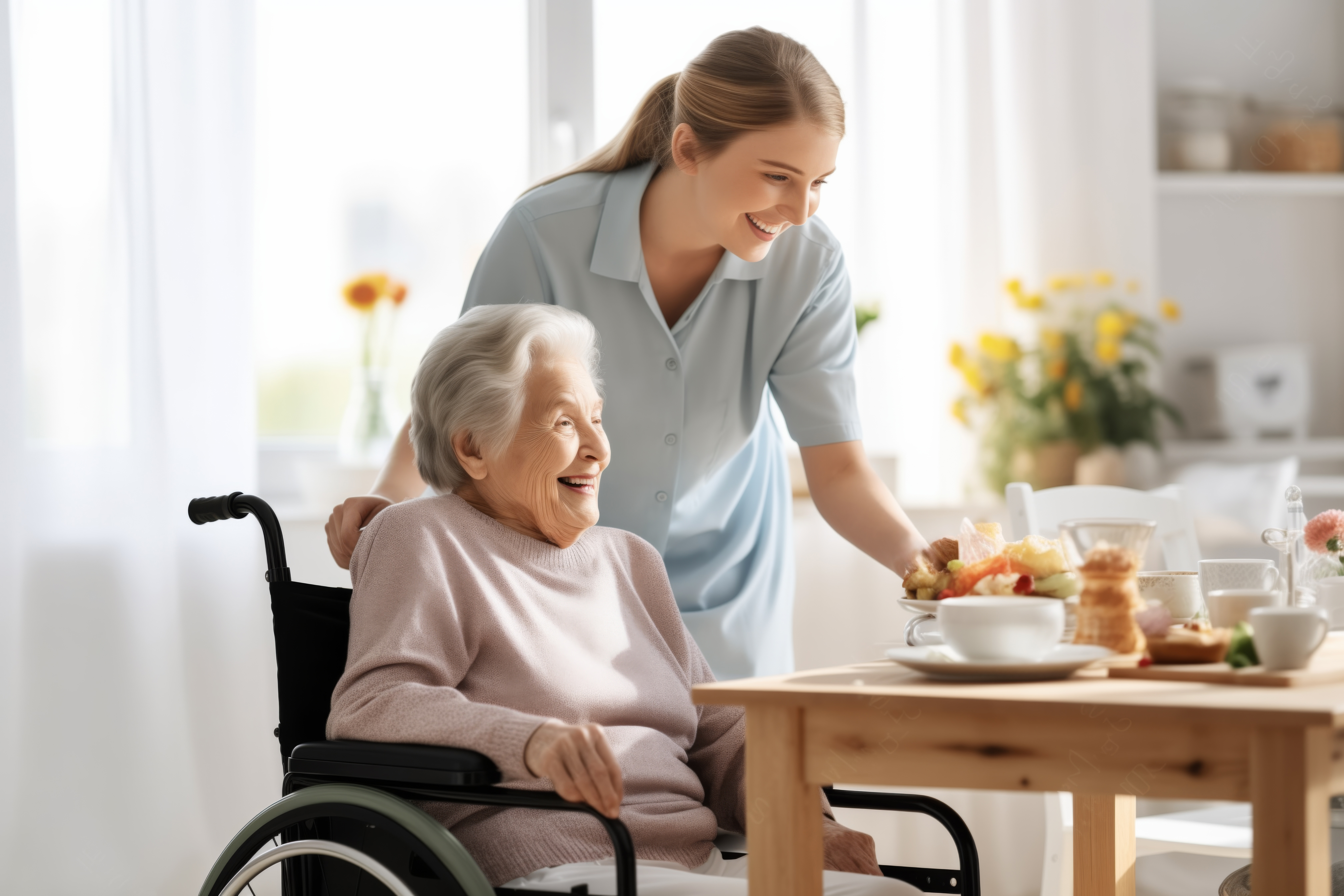Healthcare worker caring for elderly patient
